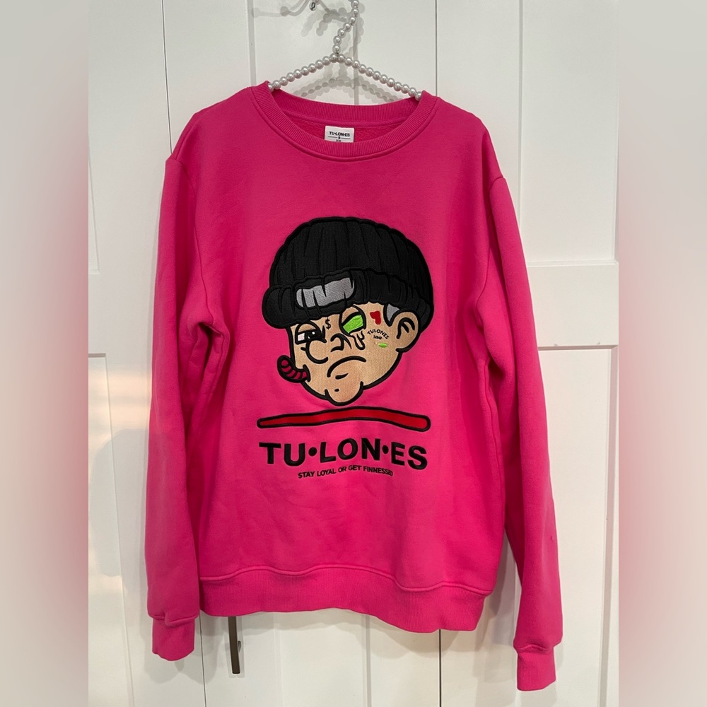 Tulones Sweatshirt Men's XXL Pink Crew Neck Small Hole New